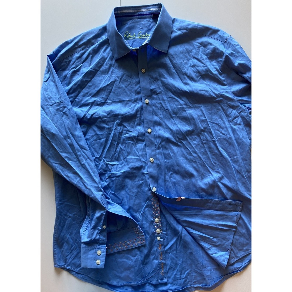 Men's Robert Graham Long‎ Sleeve Shirt - Blue - XL -Cotton